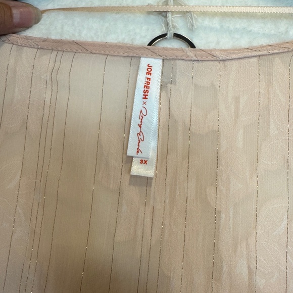 Joe Fresh Roxy Earle Swimsuit Cover-Up Womens Size 3X Peach Sheer V-Neck Blouse - Picture 2 of 8